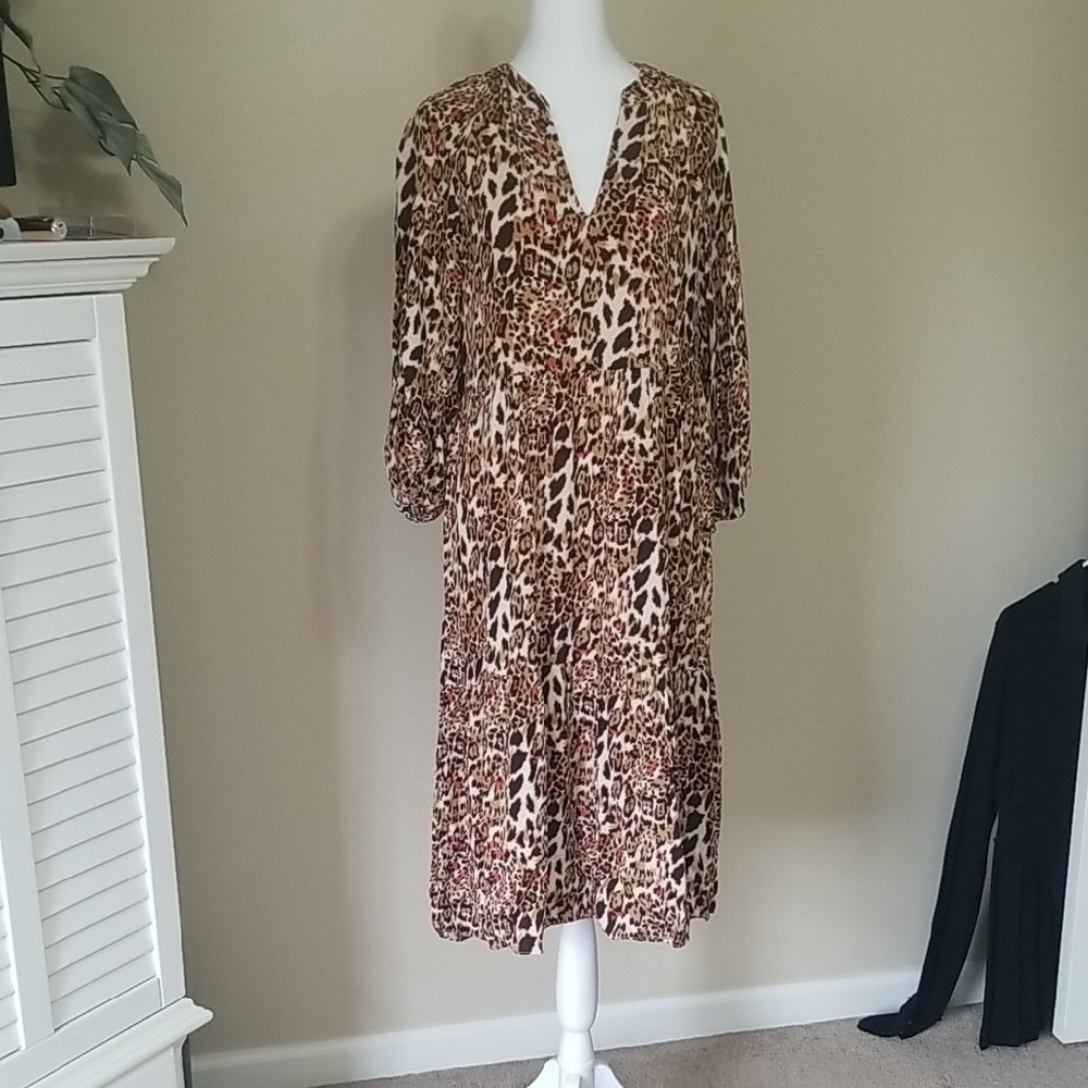 Leopard Print V-Neck Dress